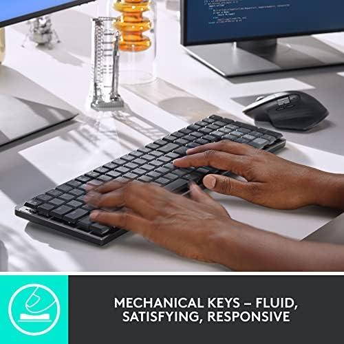 Logitech MX Mechanical Wireless Illuminated Performance Keyboard  Clicky Switches  Backlit Keys  Bluetooth  USB C  macOS  Windows  Linux  iOS  Android  Metal