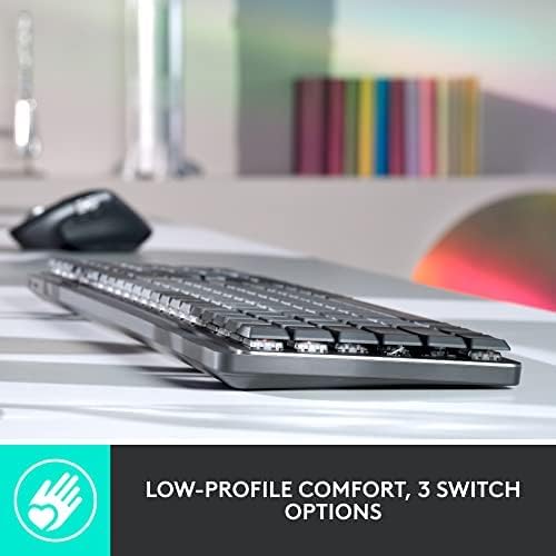 Logitech MX Mechanical Wireless Illuminated Performance Keyboard  Clicky Switches  Backlit Keys  Bluetooth  USB C  macOS  Windows  Linux  iOS  Android  Metal