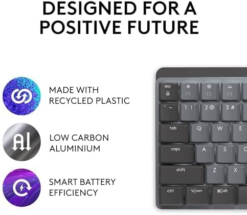 Logitech MX Mechanical Wireless Illuminated Performance Keyboard  Clicky Switches  Backlit Keys  Bluetooth  USB C  macOS  Windows  Linux  iOS  Android  Metal