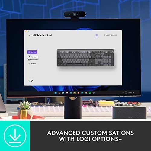 Logitech MX Mechanical Wireless Illuminated Performance Keyboard  Clicky Switches  Backlit Keys  Bluetooth  USB C  macOS  Windows  Linux  iOS  Android  Metal