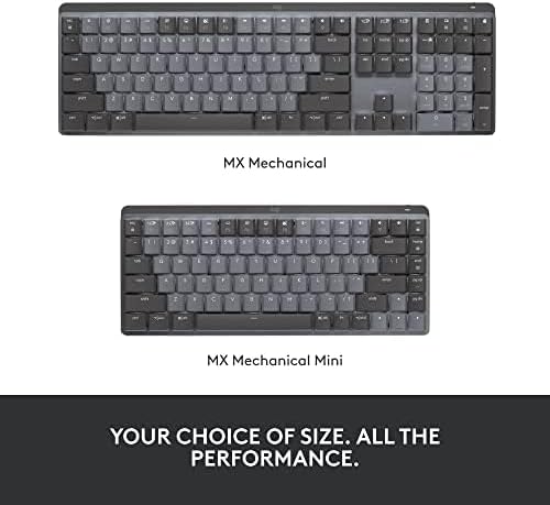 Logitech MX Mechanical Wireless Illuminated Performance Keyboard  Clicky Switches  Backlit Keys  Bluetooth  USB C  macOS  Windows  Linux  iOS  Android  Metal