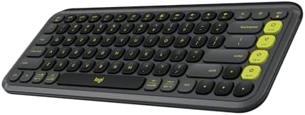 Logitech POP ICON Keys Wireless Bluetooth Keyboard  Comfortable Typing  Programmable Keys  Easy Switch Between up to 3 Devices  for Laptop  Tablet  PC   Graphite and Green