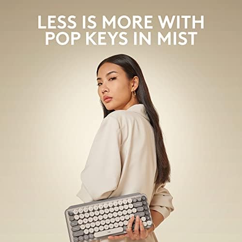 Logitech POP Keys Mechanical Wireless Keyboard with Customizable Emoji Keys  Durable Compact Design  Bluetooth or USB Connectivity  Multi Device  OS Compatible   Mist