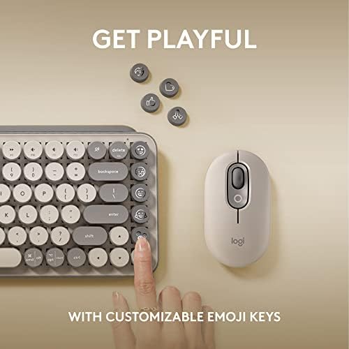 Logitech POP Keys Mechanical Wireless Keyboard with Customizable Emoji Keys  Durable Compact Design  Bluetooth or USB Connectivity  Multi Device  OS Compatible   Mist