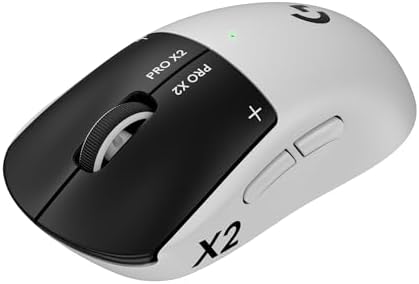 Logitech PRO X2 SUPERSTRIKE Lightspeed Wireless Gaming Mouse  Ultra Fast Performance  Ultra Lightweight  61 g   Customizable Click Haptics  USB C Charging  for PC/Mac/Laptop   White