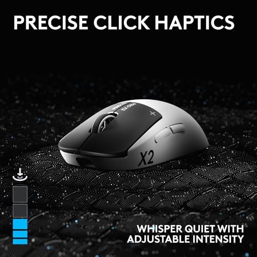 Logitech PRO X2 SUPERSTRIKE Lightspeed Wireless Gaming Mouse  Ultra Fast Performance  Ultra Lightweight  61 g   Customizable Click Haptics  USB C Charging  for PC/Mac/Laptop   White