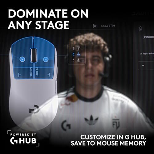 Logitech PRO X2 SUPERSTRIKE Lightspeed Wireless Gaming Mouse  Ultra Fast Performance  Ultra Lightweight  61 g   Customizable Click Haptics  USB C Charging  for PC/Mac/Laptop   White