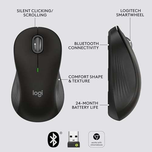 Logitech Signature M550 Wireless Mouse   for Small to Medium Sized Hands  2 Year Battery  Silent Clicks  Bluetooth  Multi Device Compatibility   Black