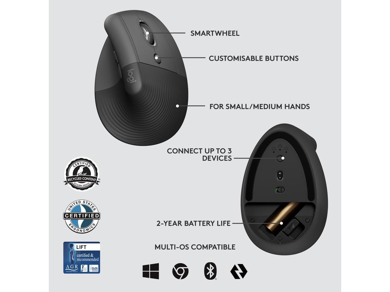 Logitech Vertical Wireless Mouse Business Edition 910 006491