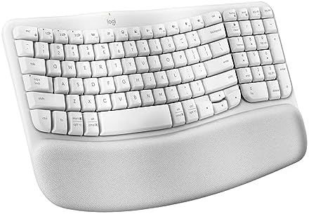 Logitech Wave Keys Wireless Ergonomic Keyboard with Cushioned Palm Rest  Comfortable Natural Typing  Easy Switch  Bluetooth  Logi Bolt Receiver  for Multi OS  Windows/Mac   Graphite