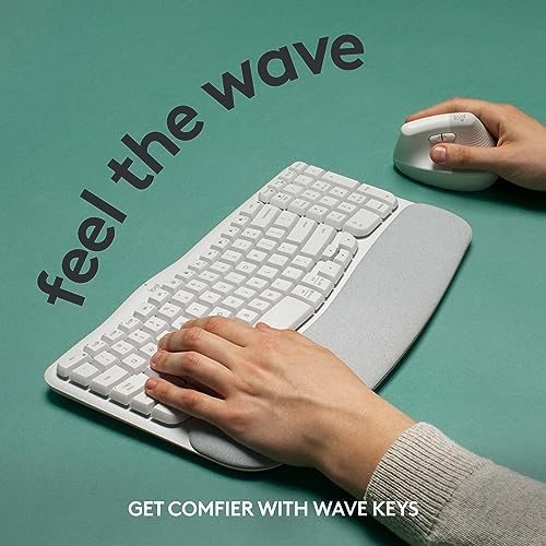 Logitech Wave Keys Wireless Ergonomic Keyboard with Cushioned Palm Rest  Comfortable Natural Typing  Easy Switch  Bluetooth  Logi Bolt Receiver  for Multi OS  Windows/Mac   Graphite