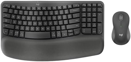 Logitech Wave Keys Wireless Ergonomic Keyboard with Cushioned Palm Rest  Comfortable Natural Typing  Easy Switch  Bluetooth  Logi Bolt Receiver  for Multi OS  Windows/Mac   Graphite
