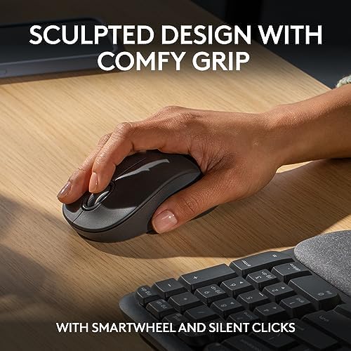 Logitech Wave Keys Wireless Ergonomic Keyboard with Cushioned Palm Rest  Comfortable Natural Typing  Easy Switch  Bluetooth  Logi Bolt Receiver  for Multi OS  Windows/Mac   Graphite