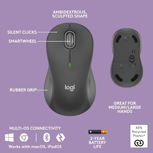 Logitech Wave Keys Wireless Ergonomic Keyboard with Cushioned Palm Rest  Comfortable Natural Typing  Easy Switch  Bluetooth  Logi Bolt Receiver  for Multi OS  Windows/Mac   Graphite