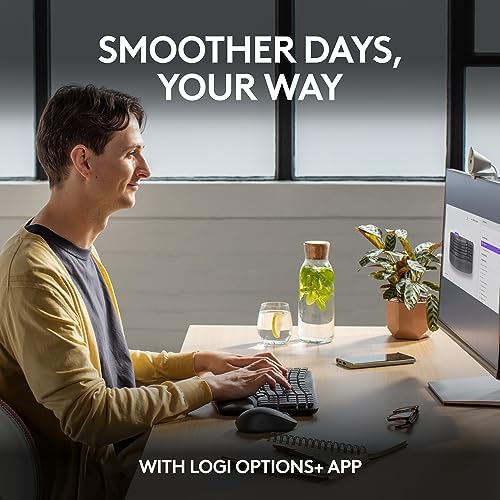 Logitech Wave Keys Wireless Ergonomic Keyboard with Cushioned Palm Rest  Comfortable Natural Typing  Easy Switch  Bluetooth  Logi Bolt Receiver  for Multi OS  Windows/Mac   Graphite