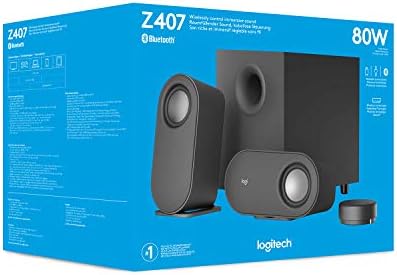 Logitech Z407 Bluetooth Computer Speakers with Subwoofer and Wireless Control  Immersive Sound  Premium Audio with Multiple Inputs  USB Speakers