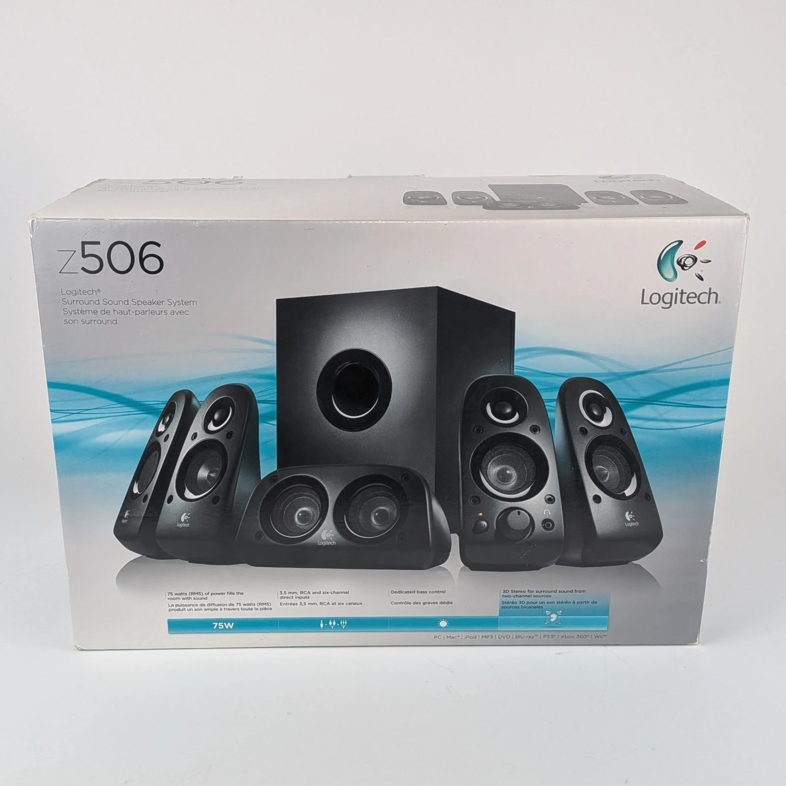 Logitech Z506 5 1 Surround Sound System 75W PC Speakers   Open Box