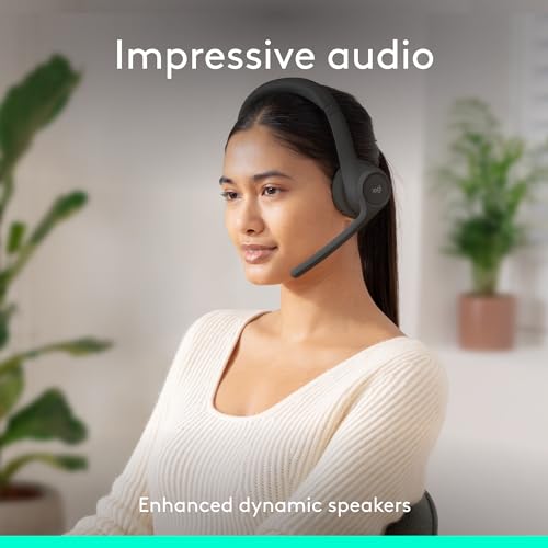 Logitech Zone 300 Wireless Bluetooth Headset with Noise Canceling Microphone  Compatible with Windows  Mac  Chrome  Linux  iOS  iPadOS  Android   Graphite  Renewed 