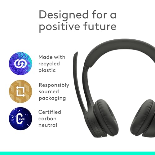 Logitech Zone 300 Wireless Bluetooth Headset with Noise Canceling Microphone  Compatible with Windows  Mac  Chrome  Linux  iOS  iPadOS  Android   Graphite  Renewed 