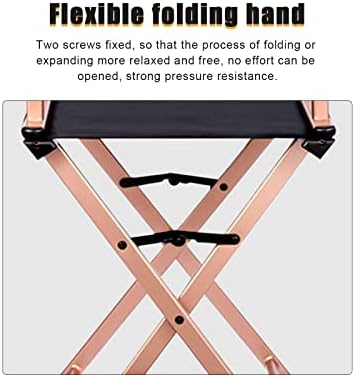Lorvain Folable Makeup Artist Stool Chair  Protable Tall Folding Directors Chair  Aluminum Makeup Chair with Head Rest for Studio Salon Vanity  Bar Height   Gold Chairs