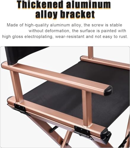 Lorvain Folable Makeup Artist Stool Chair  Protable Tall Folding Directors Chair  Aluminum Makeup Chair with Head Rest for Studio Salon Vanity  Bar Height   Gold Chairs