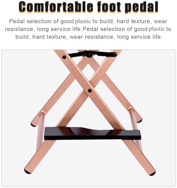 Lorvain Folable Makeup Artist Stool Chair  Protable Tall Folding Directors Chair  Aluminum Makeup Chair with Head Rest for Studio Salon Vanity  Bar Height   Gold Chairs