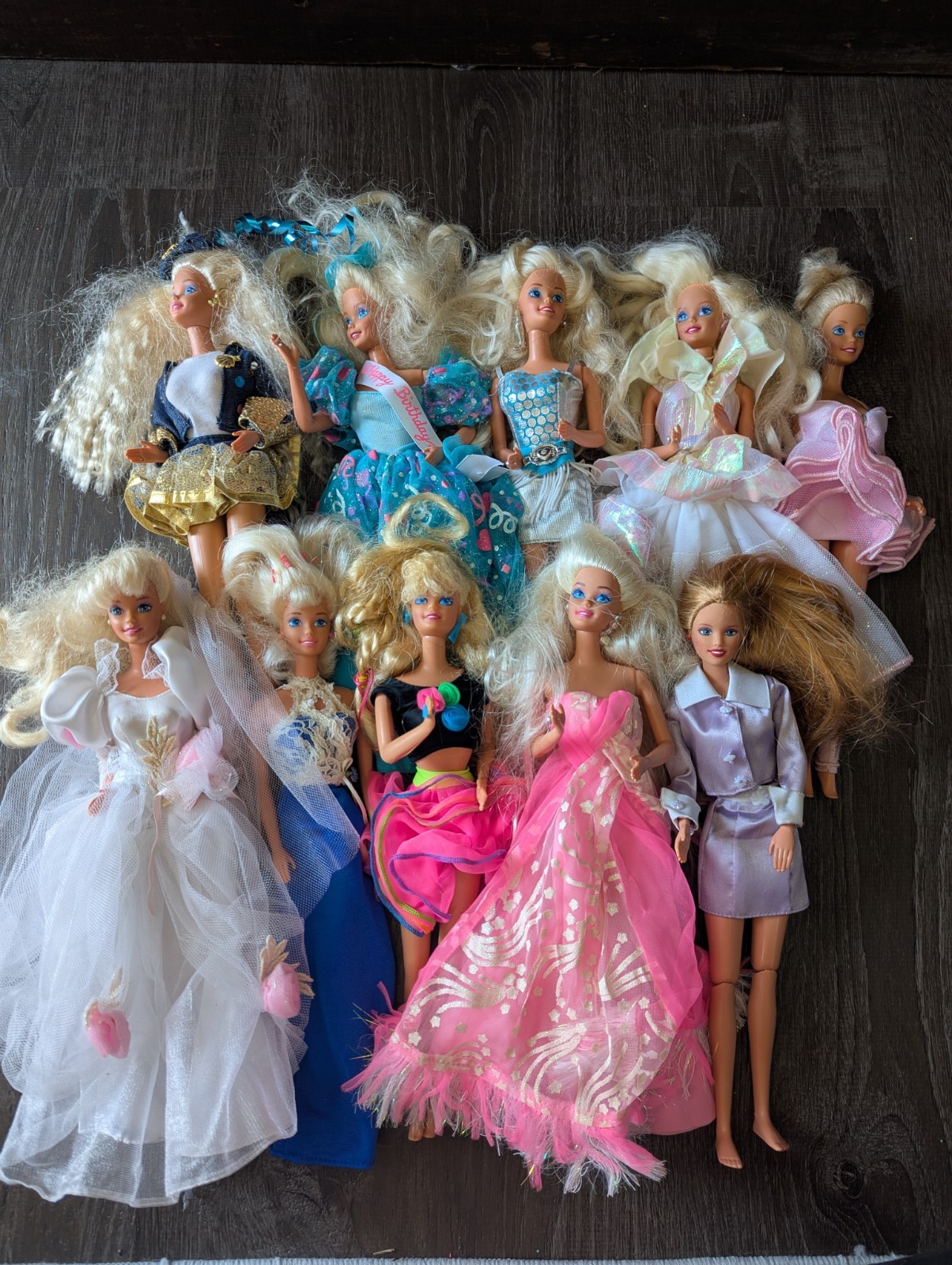 Lot Of 10 Vintage 1980 s And 1990 s Barbie Dolls With Clothes & Jewelry GUC