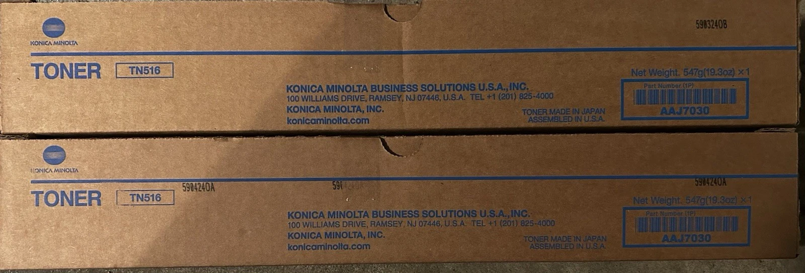 Lot Of 2 Genuine Konica Minolta TN516  AAJ7030  Black Toner New In Box