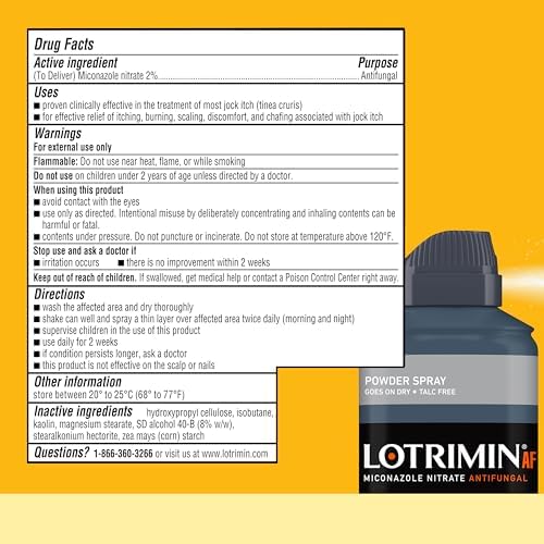 Lotrimin AF Jock Itch Powder Spray  Miconazole Nitrate 2    Treatment of Most Itch  4 6 Ounces  133 Grams  Spray Can  Pack 3 