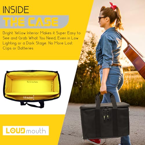 Loudmouth 12 Slot Microphone Case with Foam   Rugged Padded Bag For Wired and Wireless Mics   16 x 11 x 7 75