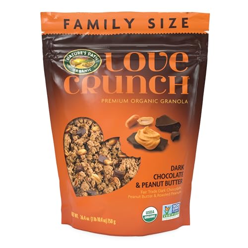 Love Crunch Organic Dark Chocolate & Peanut Butter Granola  26 4 oz  Pack of 6   Non GMO  Fair Trade  by Natures Path