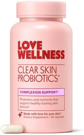 Love Wellness Clear Skin Probiotic   Clear Up Hormonal Acne Pimples  Redness & Pore Minimizer   Skin Care with Zinc  Bifidobacterium Longum & Chaste Tree Fruit Extract   Acne Treatment   30 Count