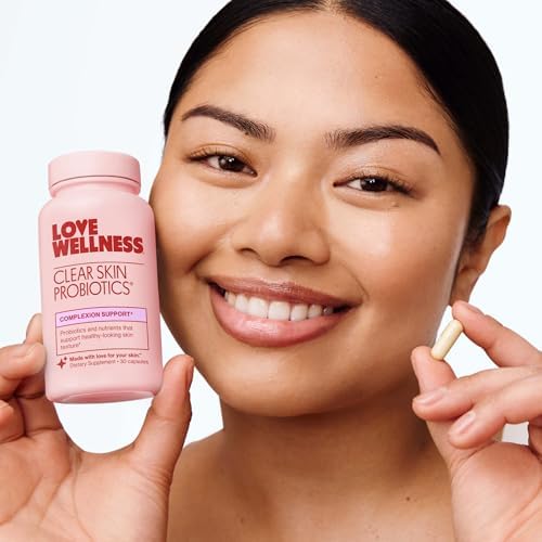 Love Wellness Clear Skin Probiotic   Clear Up Hormonal Acne Pimples  Redness & Pore Minimizer   Skin Care with Zinc  Bifidobacterium Longum & Chaste Tree Fruit Extract   Acne Treatment   30 Count