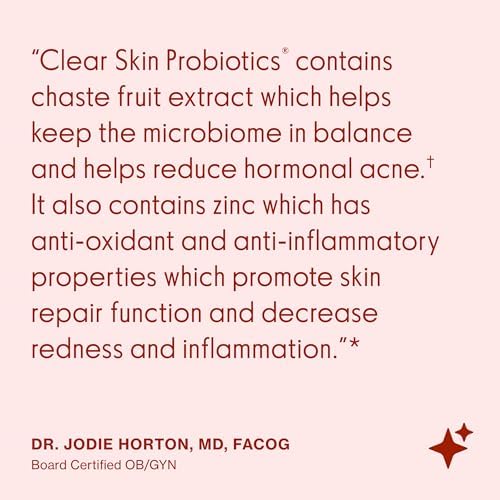Love Wellness Clear Skin Probiotic   Clear Up Hormonal Acne Pimples  Redness & Pore Minimizer   Skin Care with Zinc  Bifidobacterium Longum & Chaste Tree Fruit Extract   Acne Treatment   30 Count