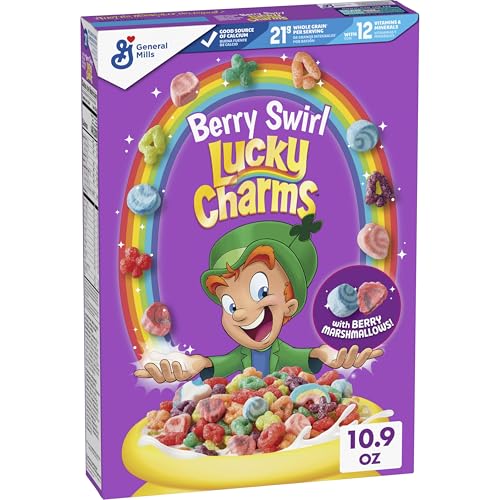 Lucky Charms Berry Swirl Breakfast Cereal with Marshmallows  Kids Breakfast Cereal  Made with Whole Grain  10 9 oz  Pack of 2 