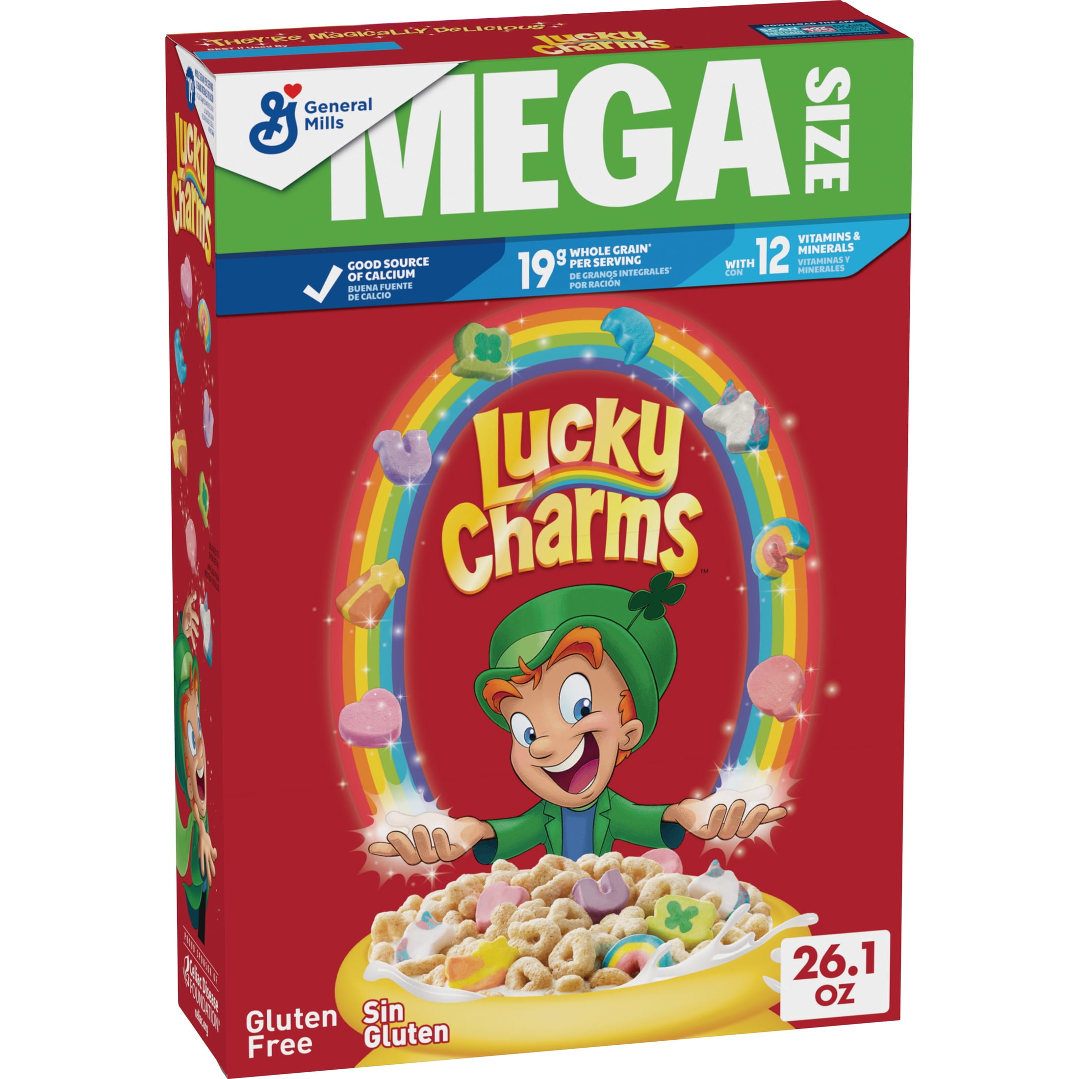 Lucky Charms Gluten Free Cereal with Marshmallows  Kids Cereal  Mega Size  26 1 oz