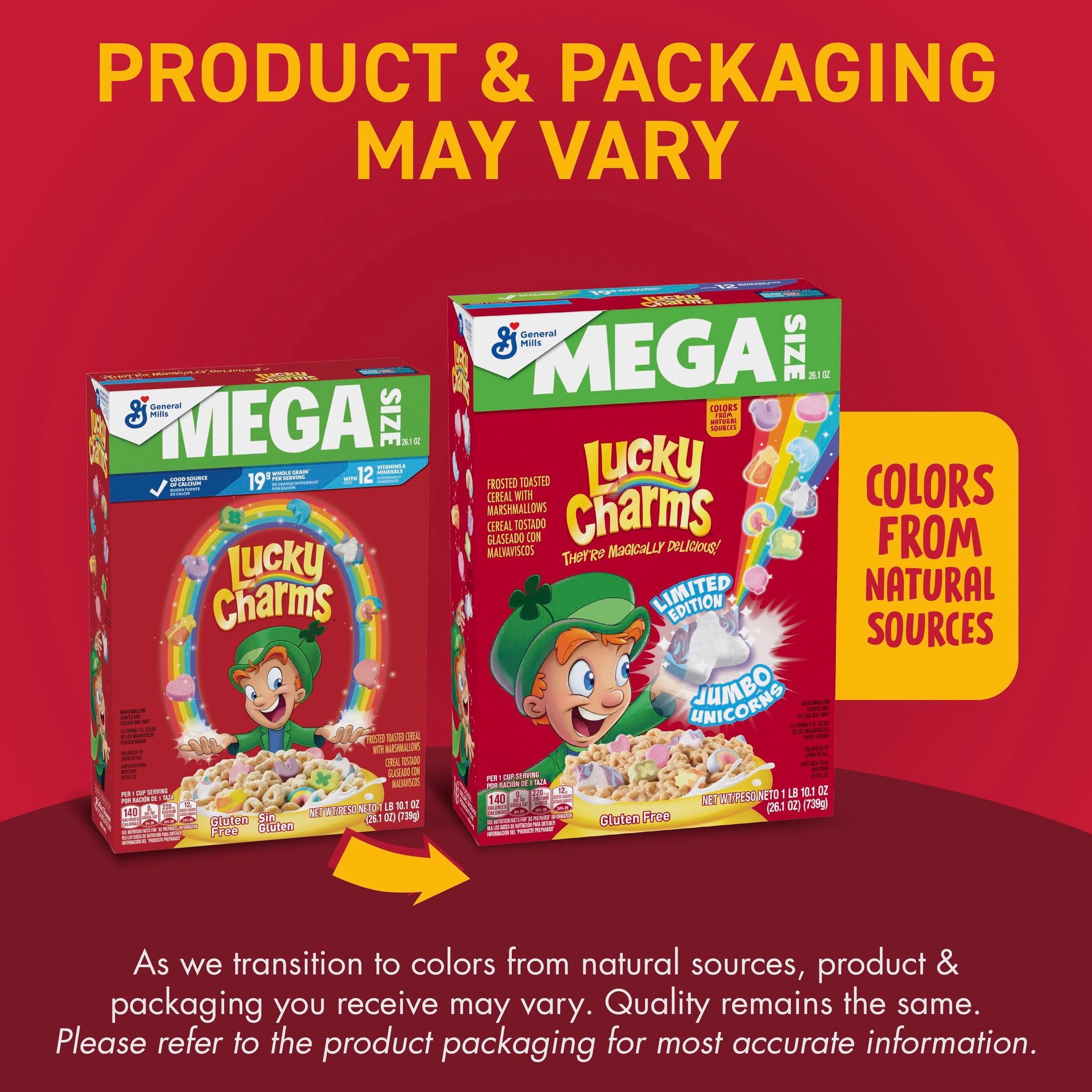 Lucky Charms Gluten Free Cereal with Marshmallows  Kids Cereal  Mega Size  26 1 oz