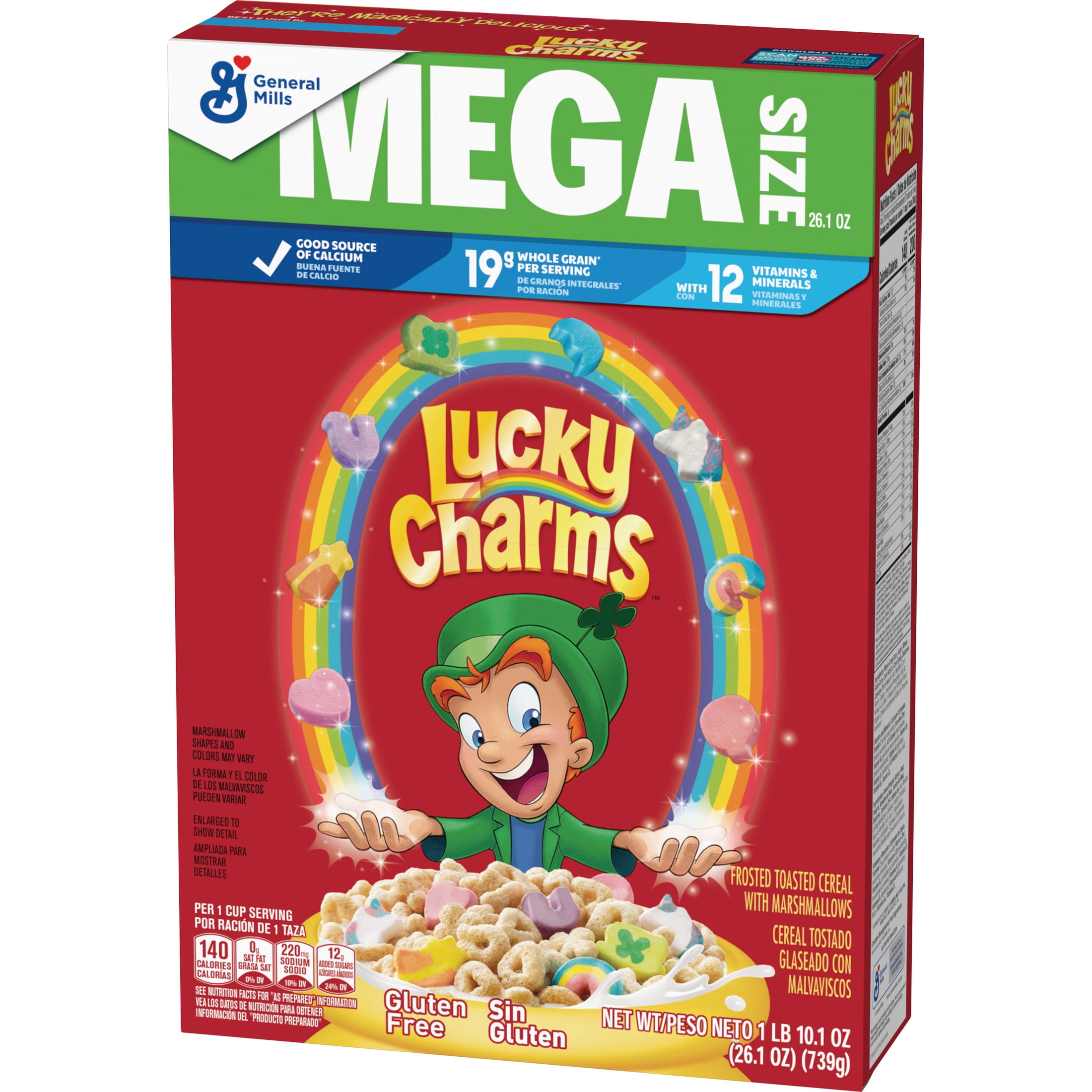Lucky Charms Gluten Free Cereal with Marshmallows  Kids Cereal  Mega Size  26 1 oz