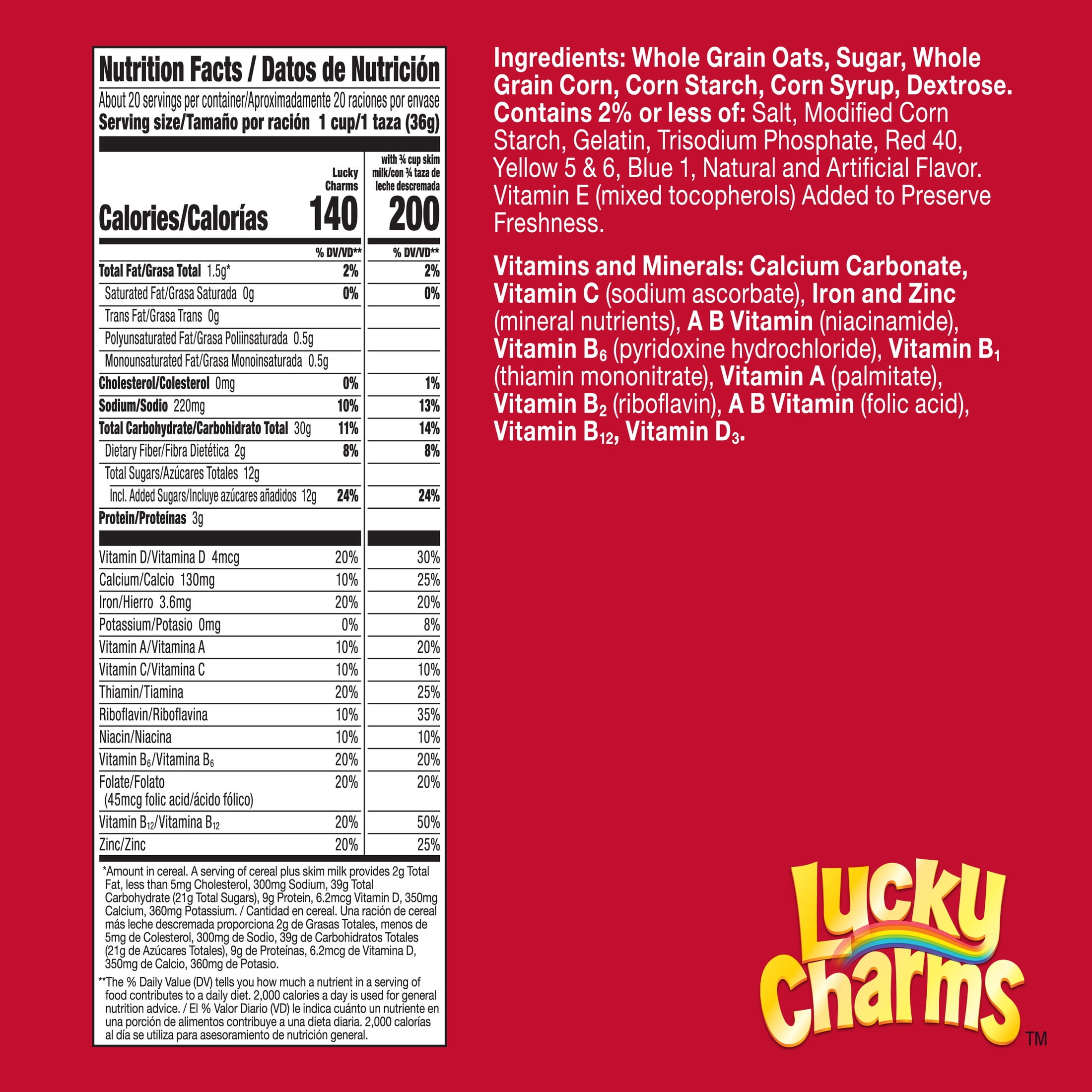 Lucky Charms Gluten Free Cereal with Marshmallows  Kids Cereal  Mega Size  26 1 oz