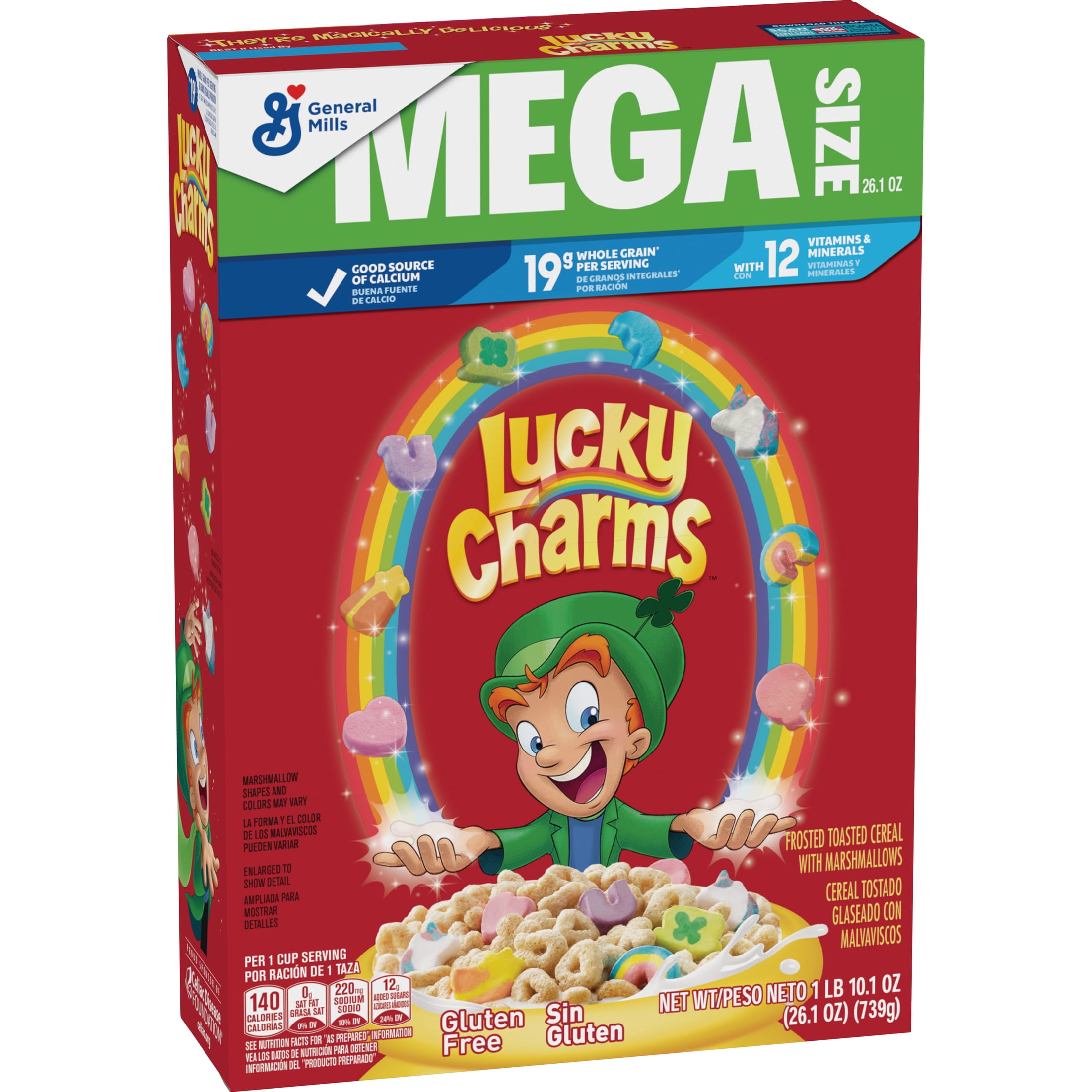 Lucky Charms Gluten Free Cereal with Marshmallows  Kids Cereal  Mega Size  26 1 oz