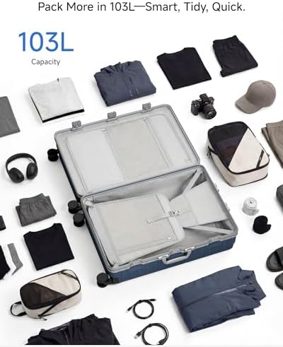 Luggage Sets with Spinner Wheels  8010S Aluminum Frame Zipperless Polycarbonate Hard Shell Suitcase Sets  ZX Core  Charcoal Metallic  2 Piece  20/28  
