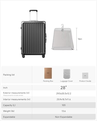 Luggage Sets with Spinner Wheels  8010S Aluminum Frame Zipperless Polycarbonate Hard Shell Suitcase Sets  ZX Core  Charcoal Metallic  2 Piece  20/28  