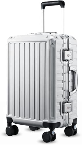 Luggage Sets with Spinner Wheels  8010S Aluminum Frame Zipperless Polycarbonate Hard Shell Suitcase Sets  ZX Core  Charcoal Metallic  2 Piece  20/28  