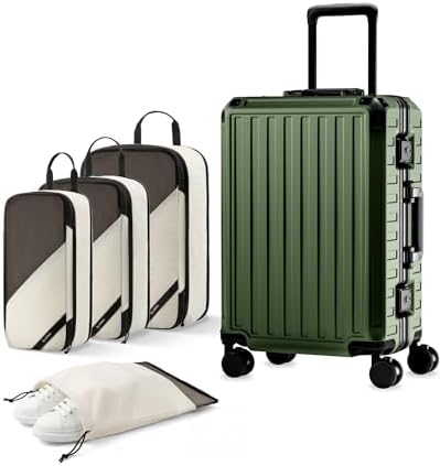 Luggage Sets with Spinner Wheels  8010S Aluminum Frame Zipperless Polycarbonate Hard Shell Suitcase Sets  ZX Core  Charcoal Metallic  2 Piece  20/28  