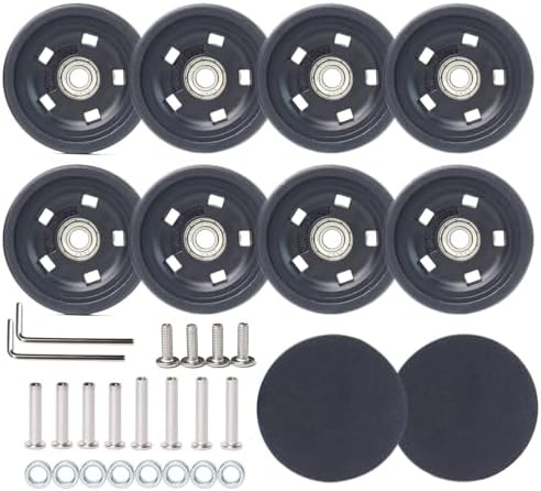 Luggage Wheels Replacement Kit 50mm x 12mm  Suitcase Replacement Wheels with Black Screws Axles Bearings  Repair Suitcase Caster Set for Trolley Bag Travel  8PCS 