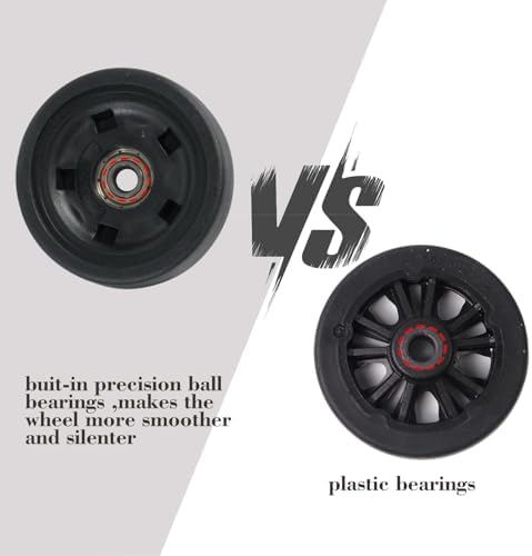 Luggage Wheels Replacement Kit 50mm x 12mm  Suitcase Replacement Wheels with Black Screws Axles Bearings  Repair Suitcase Caster Set for Trolley Bag Travel  8PCS 