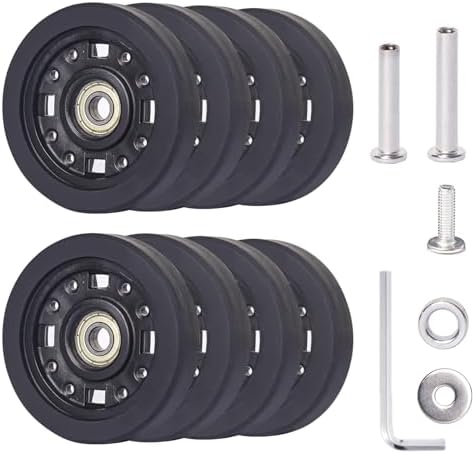 Luggage Wheels Replacement Kit 50mm x 12mm  Suitcase Replacement Wheels with Black Screws Axles Bearings  Repair Suitcase Caster Set for Trolley Bag Travel  8PCS 