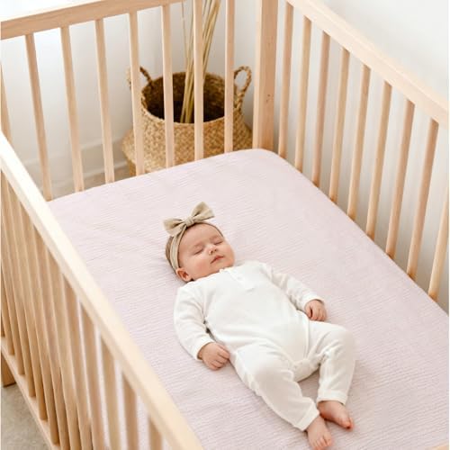 Lulu Moon Muslin Crib Sheets   Fitted Crib Mattress Sheets for Boys and Girl   28x 52  2 Pack