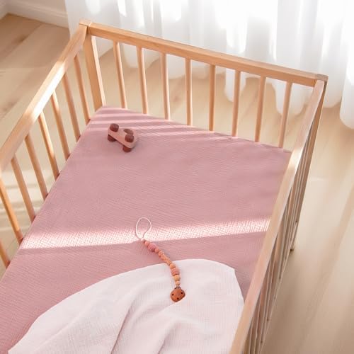 Lulu Moon Muslin Crib Sheets   Fitted Crib Mattress Sheets for Boys and Girl   28x 52  2 Pack