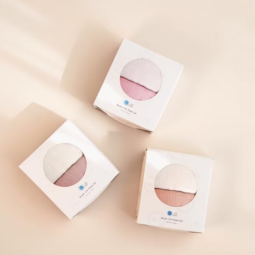 Lulu Moon Muslin Crib Sheets   Fitted Crib Mattress Sheets for Boys and Girl   28x 52  2 Pack